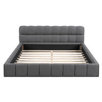 POLSTERBETT 140/190 cm mit Rückenlehne in Grau, Doppelbett mit Lattenrost - Grau, Textil (140/190cm) - OKWISH