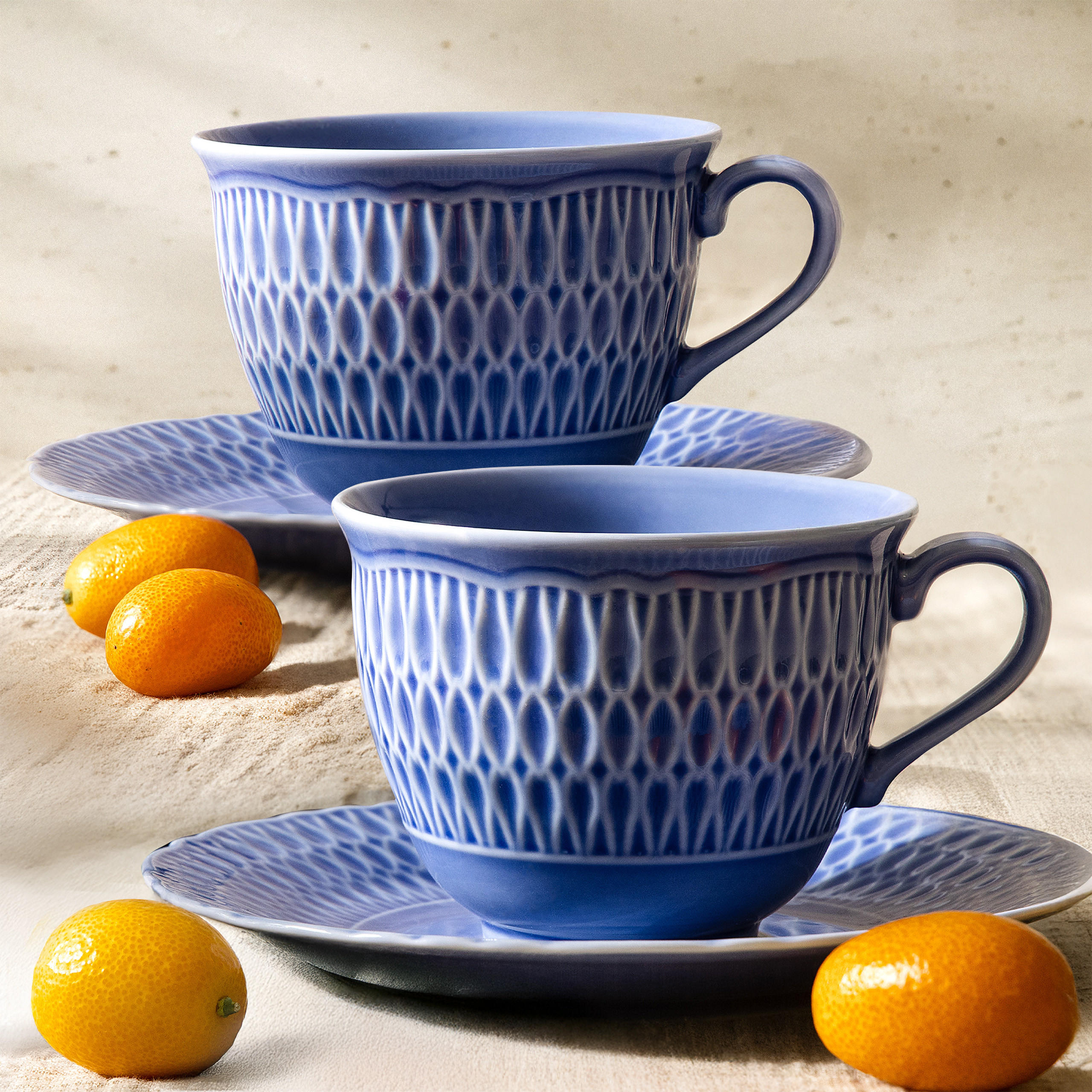 KAFFESERVICE CMIELOW SOFIA Kaffetassen-Set - Blau, Keramik (15.7/7.5/15.7cm) - KONSIMO®