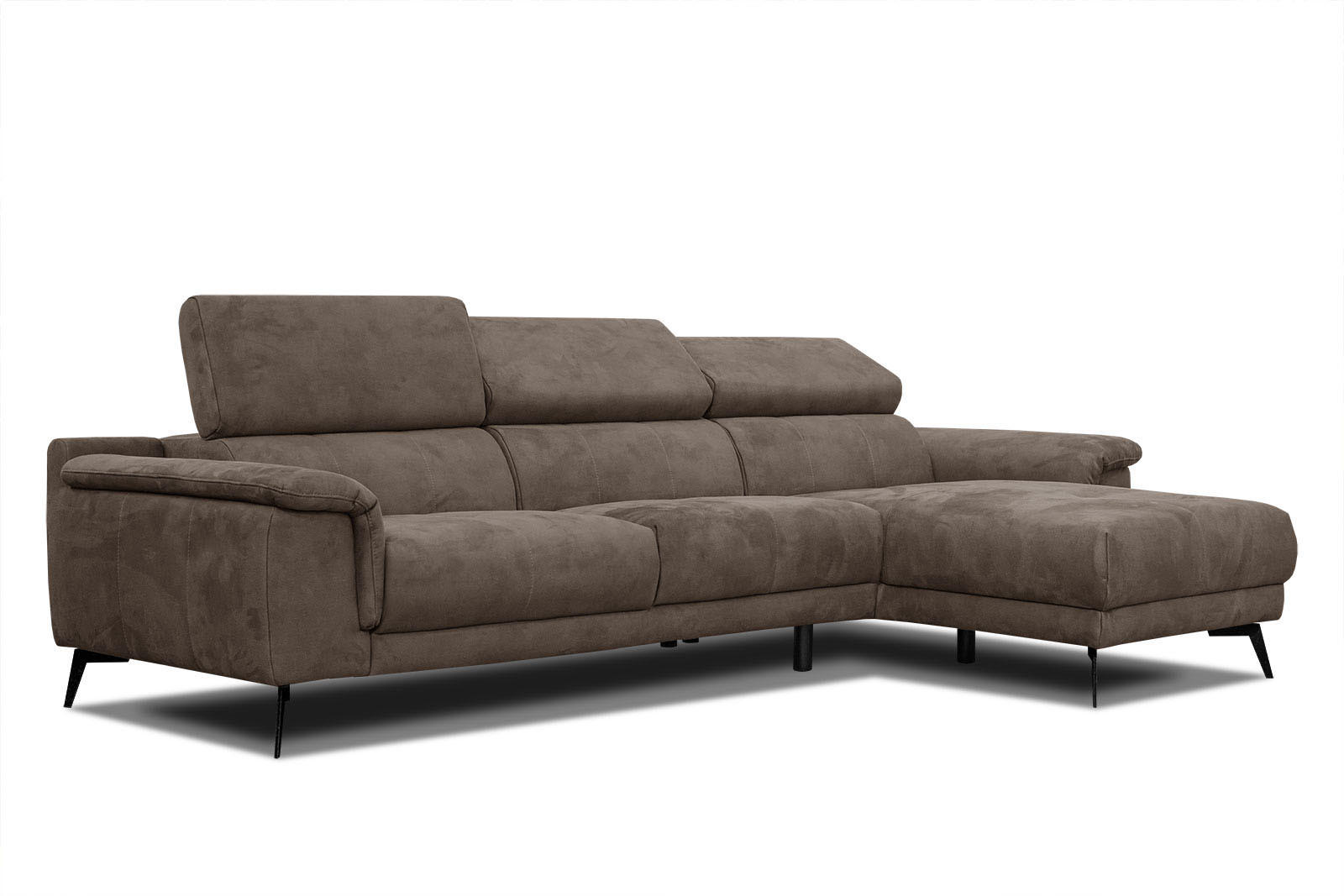ECKSOFA FIERO 4-Sitzer, dunkelbraun - Dunkelbraun/Schwarz, Holzwerkstoff/Textil (288/170cm) - Courtois Laville