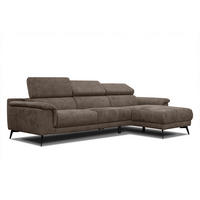 ECKSOFA FIERO 4-Sitzer, dunkelbraun - Dunkelbraun/Schwarz, Holzwerkstoff/Textil (288/170cm) - Courtois Laville