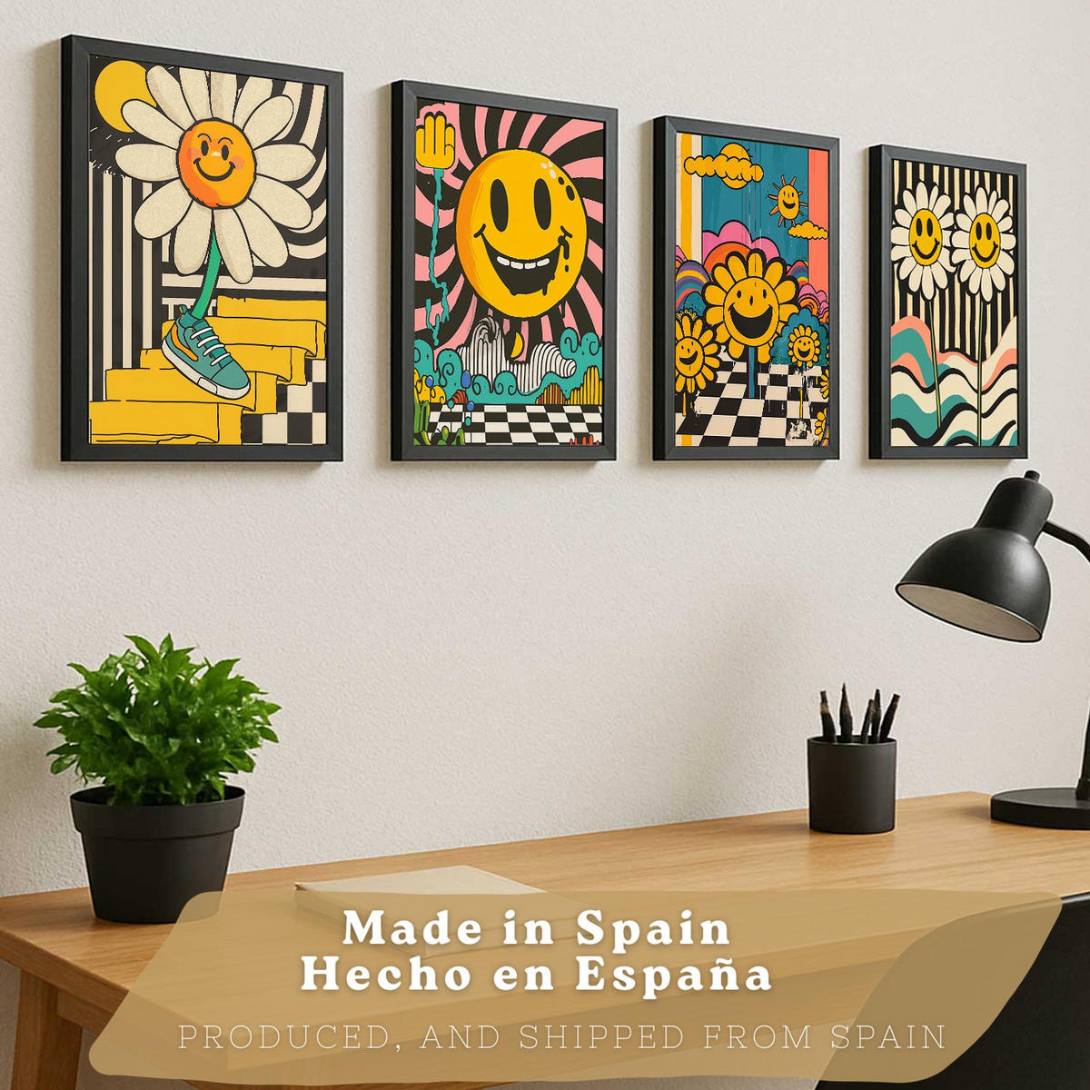 PLAKAT Sada 4 Usměj se A4 bez rámu - čirá, papír (29.7/1/21cm) - Nacnic