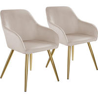 ESSZIMMERSTUHL Marilyn,58 x 62 x 82 cm,taupe/gold - Taupe/Goldfarben, Textil (58/82/62cm) - tectake