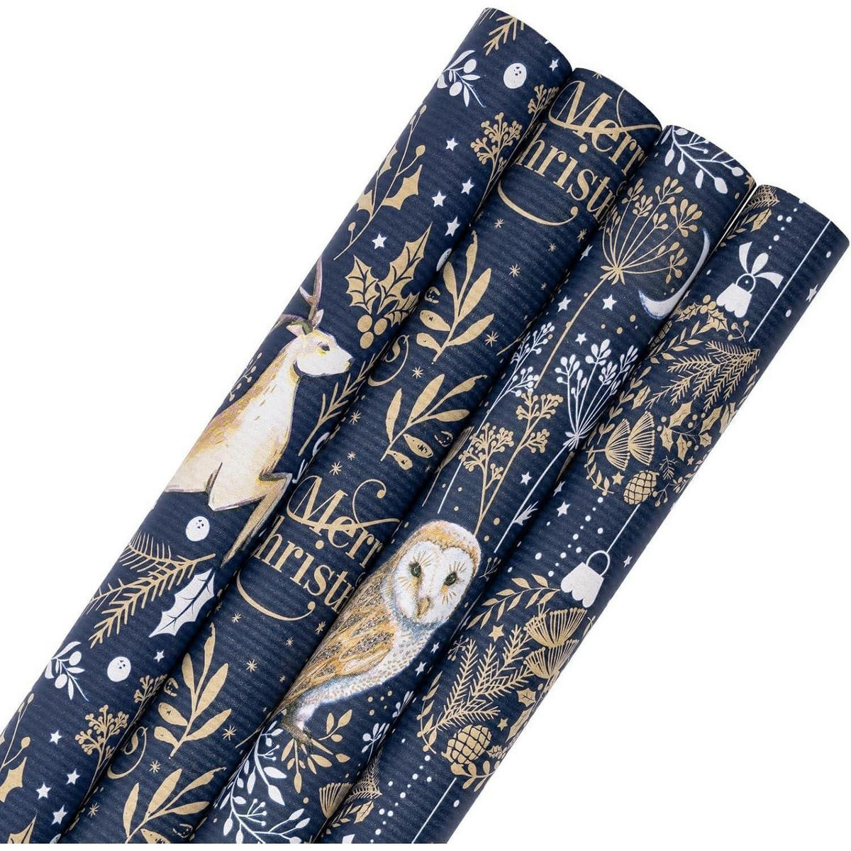 GESCHENKPAPIER 4 Rollen Set Kraftpapier Weihnachtsmotive 43,2 cm x 3 m - Multicolor, Papier (4/44/15cm)