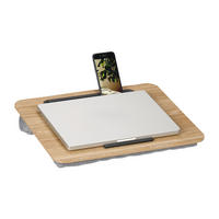 LAPTOPKISSEN Natur Grau Handyhalter rutschfest 42x32 cm - Multicolor, Holzwerkstoff/Textil (32/42/6cm) - Relaxdays