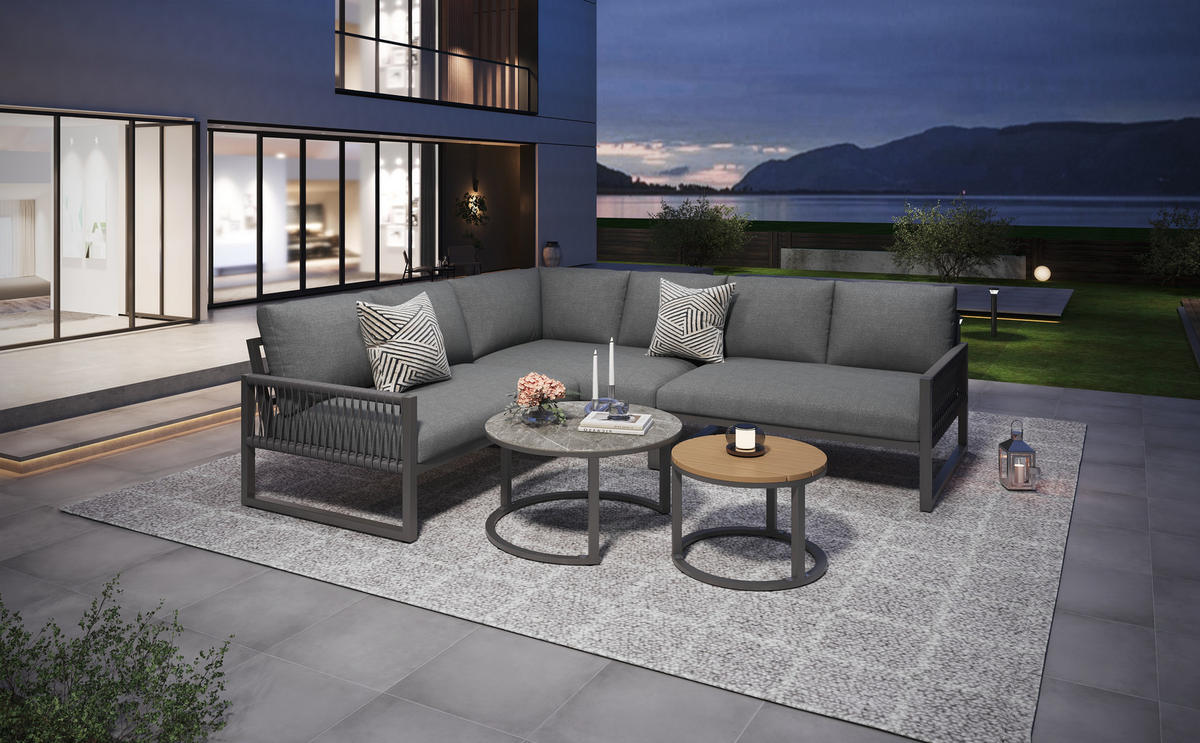GARTENMÖBEL,ECKSOFA mit Eisengestell,grau - Grau, Metall - Vallsero