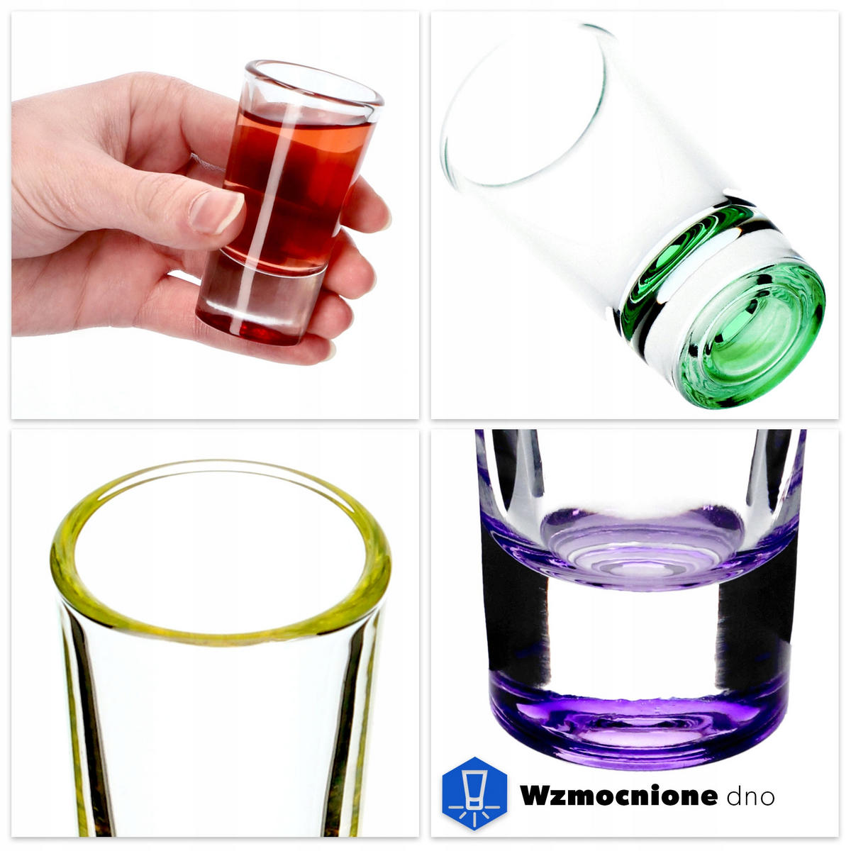 SCHNAPSGLÄSER, Mehrfarbig, 28 ml, 6 Stück - Blau/Gelb, Glas (0.028L) - KADAX