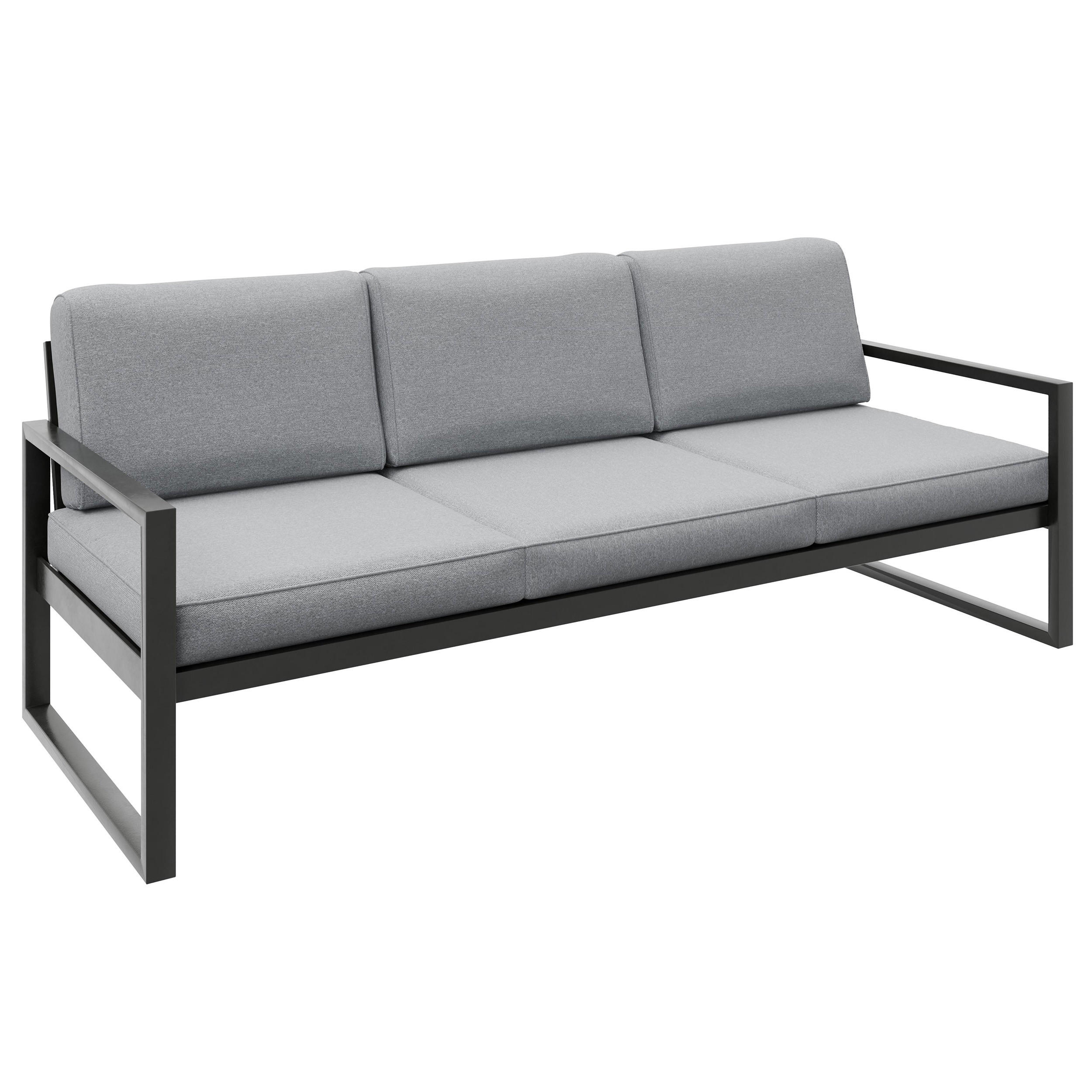Beautysofa RELAXAČNÍ pohovka Stella 3místná s kovovým rámem, 216 cm, světle šedá