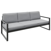 LOUNGESOFA Stella 3-Sitzer mit Metallrahmen, 216 cm, Hellgrau - Hellgrau/Schwarz, Metall (216/86/80cm) - Beautysofa