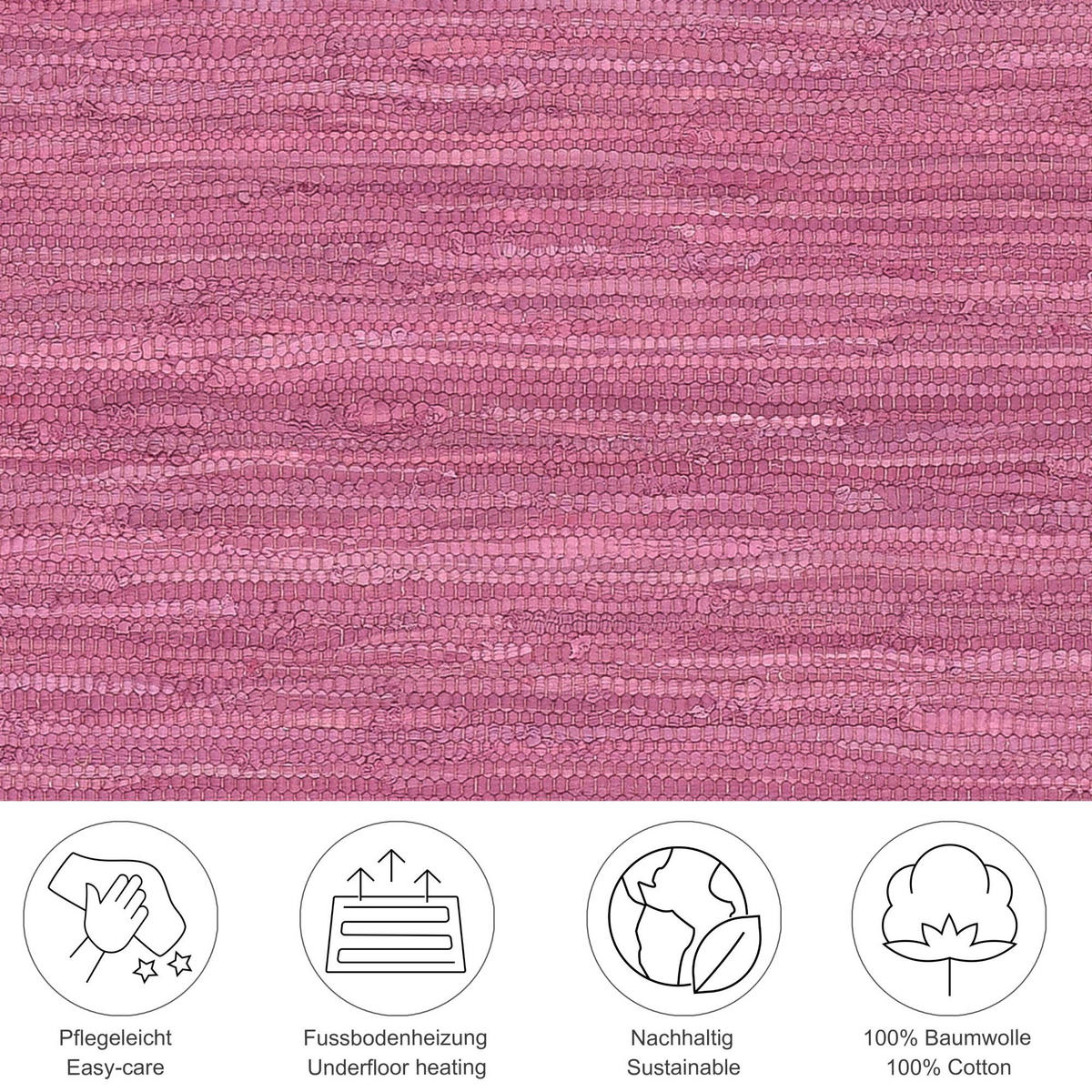 FLECKERLTEPPICH Chindi 70x140 cm - Beere, Textil (70/140cm) - Rug and Roll