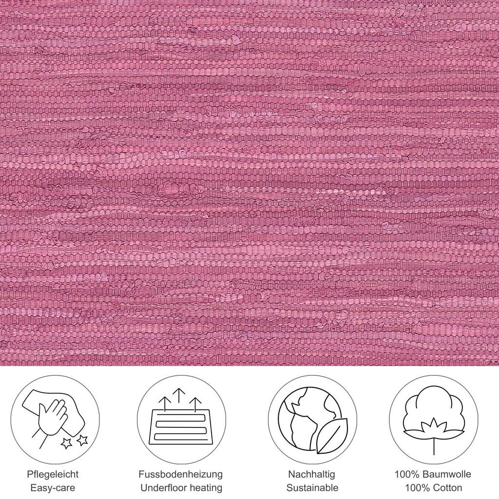 Thumbnail - Rug and Roll Fleckerlteppich, Beere, Textil, Uni, Freiform, 70x250 cm, für Fußbodenheizung geeignet, Teppiche & Böden, T...