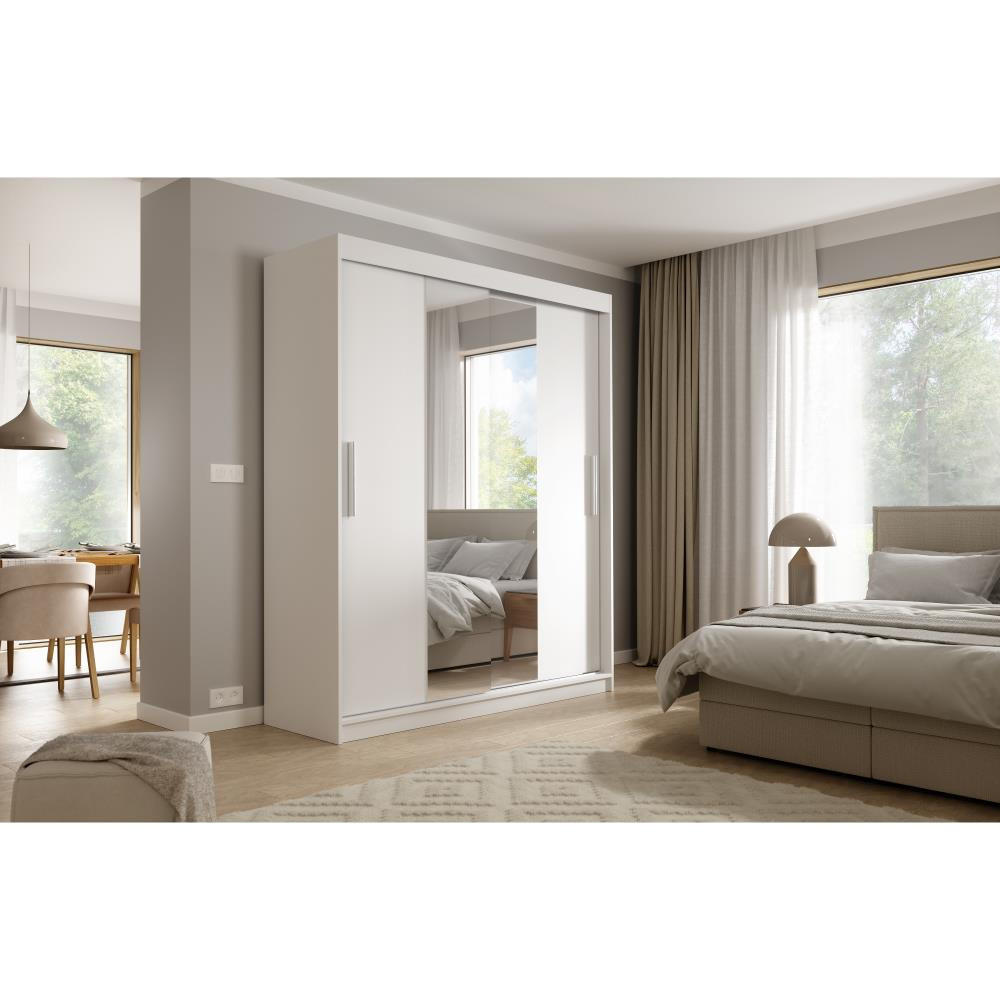 SCHWEBETÜRENSCHRANK Katrina weiß 180/215,5/59 cm 2-türig - Weiß, Holzwerkstoff (180/215.5/59cm) - Beautysofa