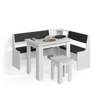 ECKBANKGRUPPE Tiberio Weiß 150 x 120 cm mit Tisch - Weiß, Holzwerkstoff (150/80/120cm) - Livinity®