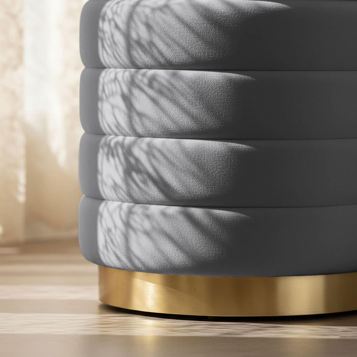 SITZHOCKER LUNA, Grau, T40xB40xH44 - Grau, Holz (40/44/40cm) - Milordbikes