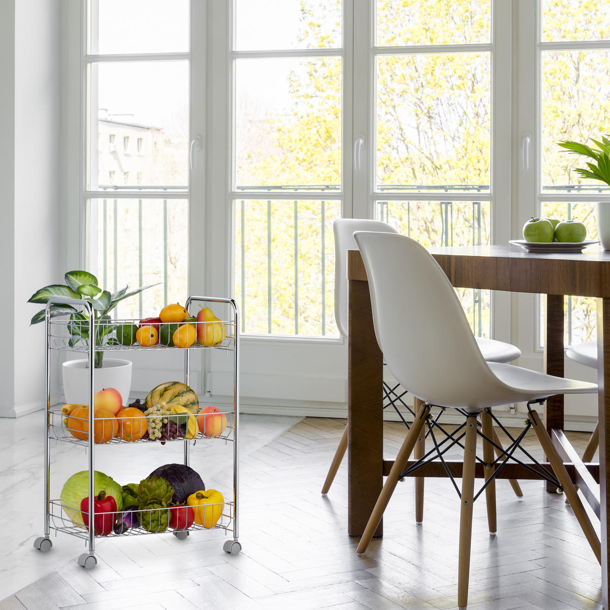 ROLLREGAL - Silberfarben, Kunststoff/Metall (40.5/62.5/26.5cm) - Relaxdays