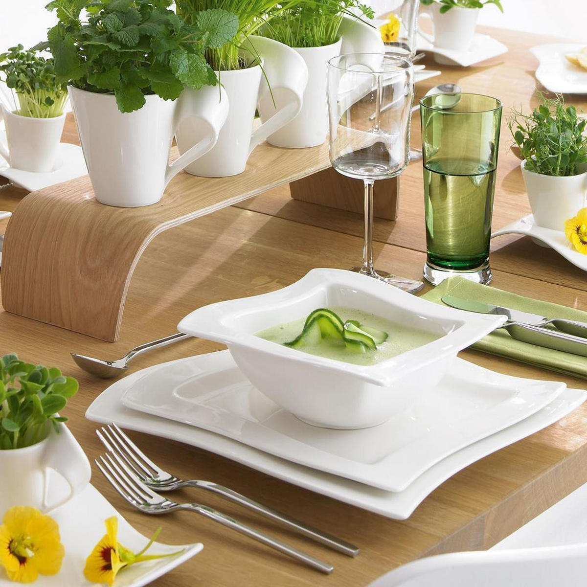 KOMBI-SET NewWave weiß 4er Set - Weiß, Keramik (1/1/1cm) - Villeroy & Boch