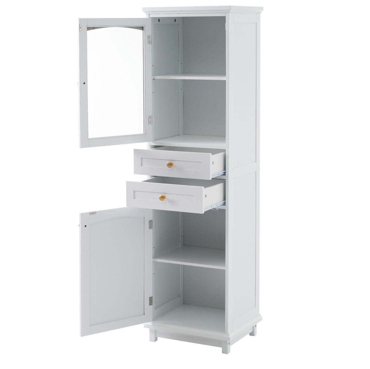 BADEZIMMERSCHRANK mit Glastür 45 x 36 x 160 cm Weiß - Weiß, Glas (36/160/45cm) - Beauniv