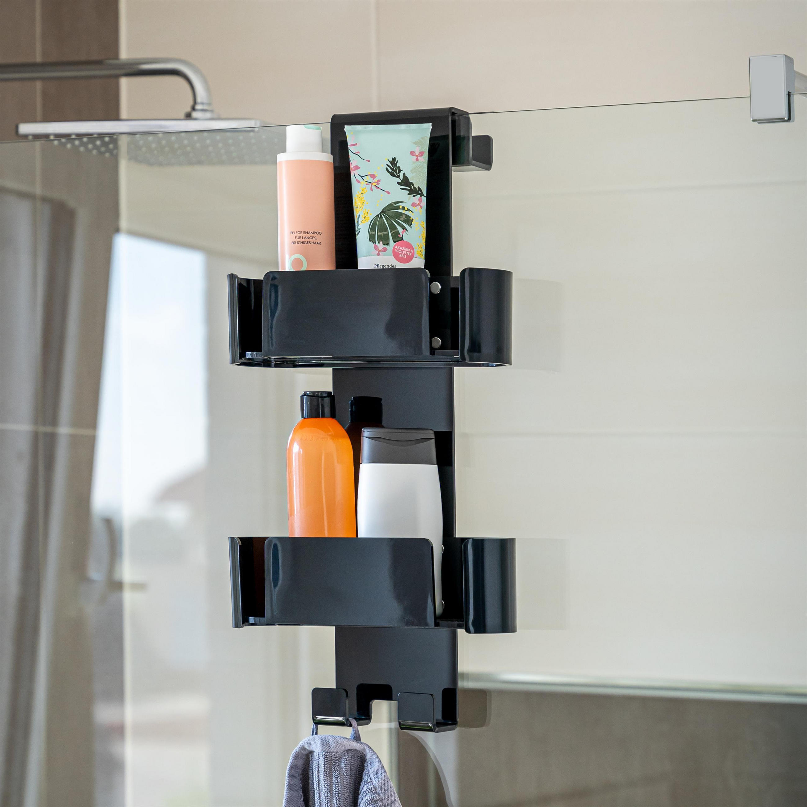 DUSCHREGAL, schwarz, Acryl - Schwarz, Kunststoff (27/56/18.5cm) - bremermann