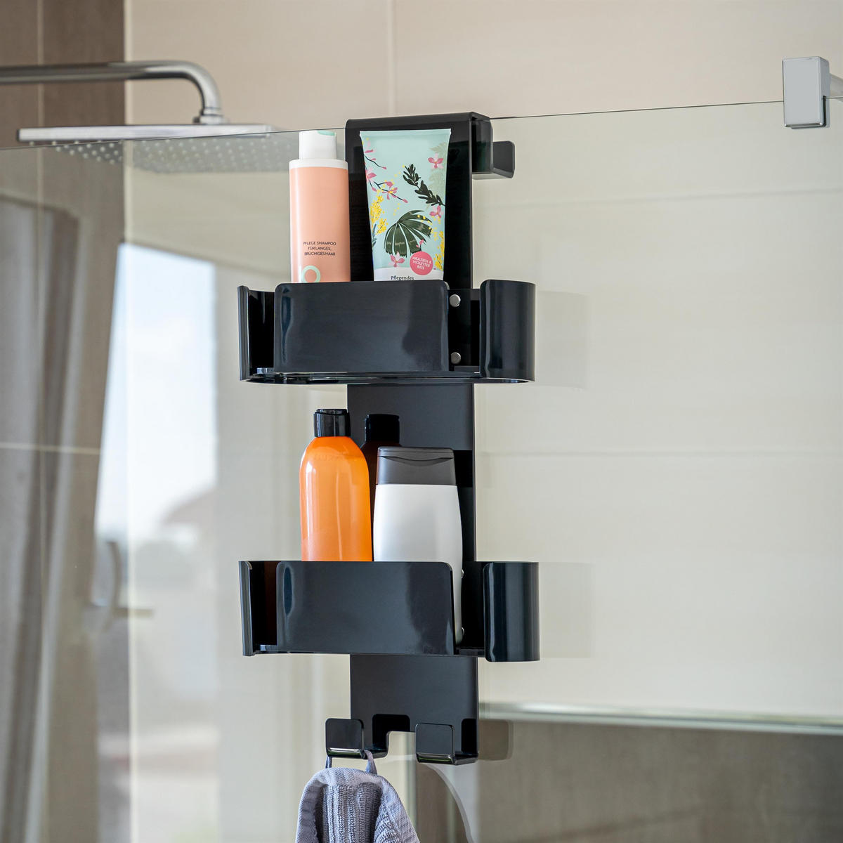 DUSCHREGAL, schwarz, Acryl - Schwarz, Kunststoff (27/56/18.5cm) - bremermann