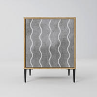 SIDEBOARD WAVES OF CONCRETE, Eichefarben, 57,5x42x72,5 cm, Schwarze Metallfüße - Eichefarben/Multicolor, Holzwerkstoff/Metall (57.5/72.5/42cm) - SpaceRebels