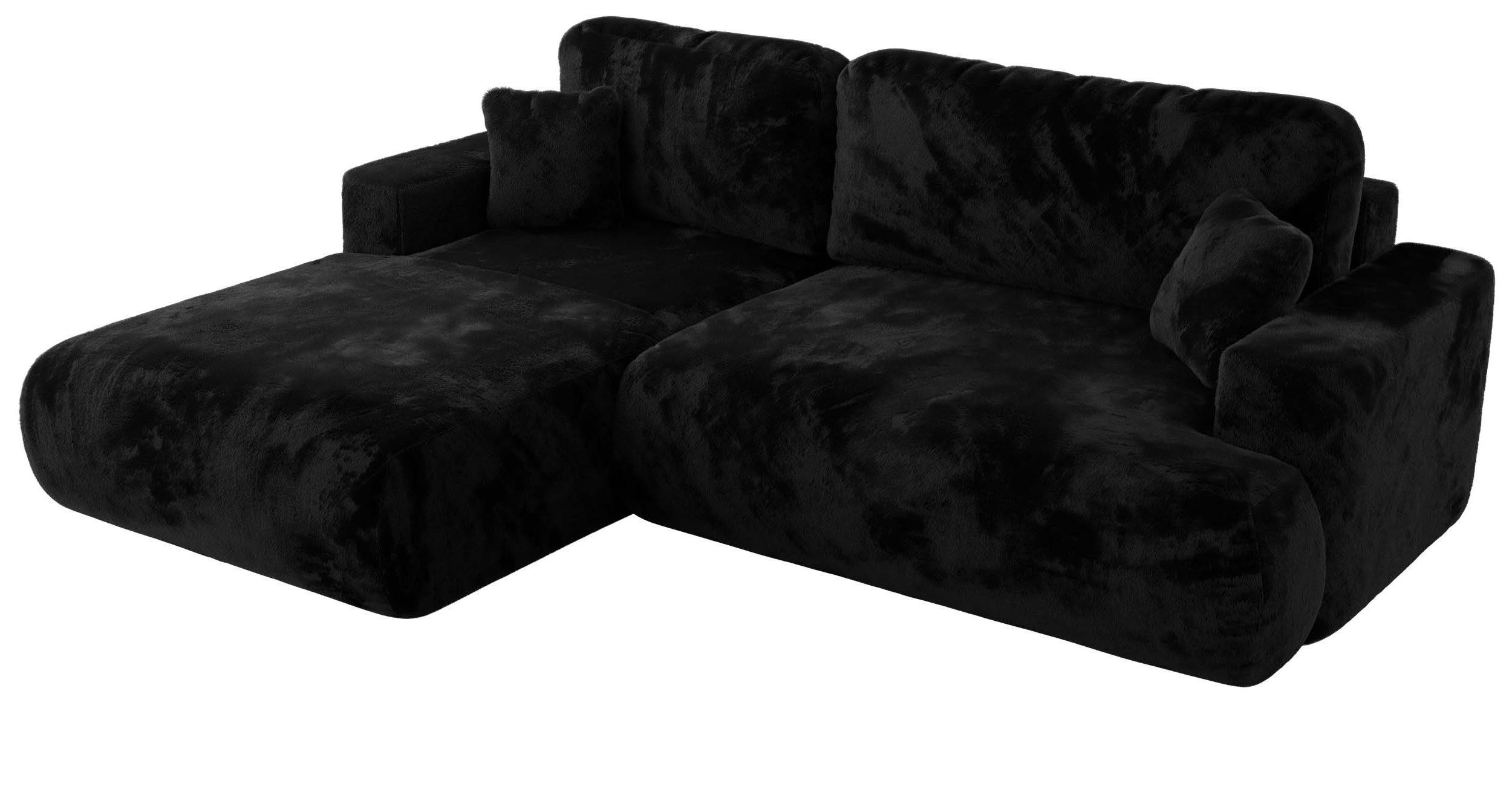 ECKSOFA OVO L Schwarz Plüsch - Links Seite - Schwarz, Kunststoff/Textil (271/195cm) - MKS