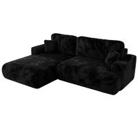 ECKSOFA OVO L Schwarz Plüsch - Links Seite - Schwarz, Kunststoff/Textil (271/195cm) - MKS