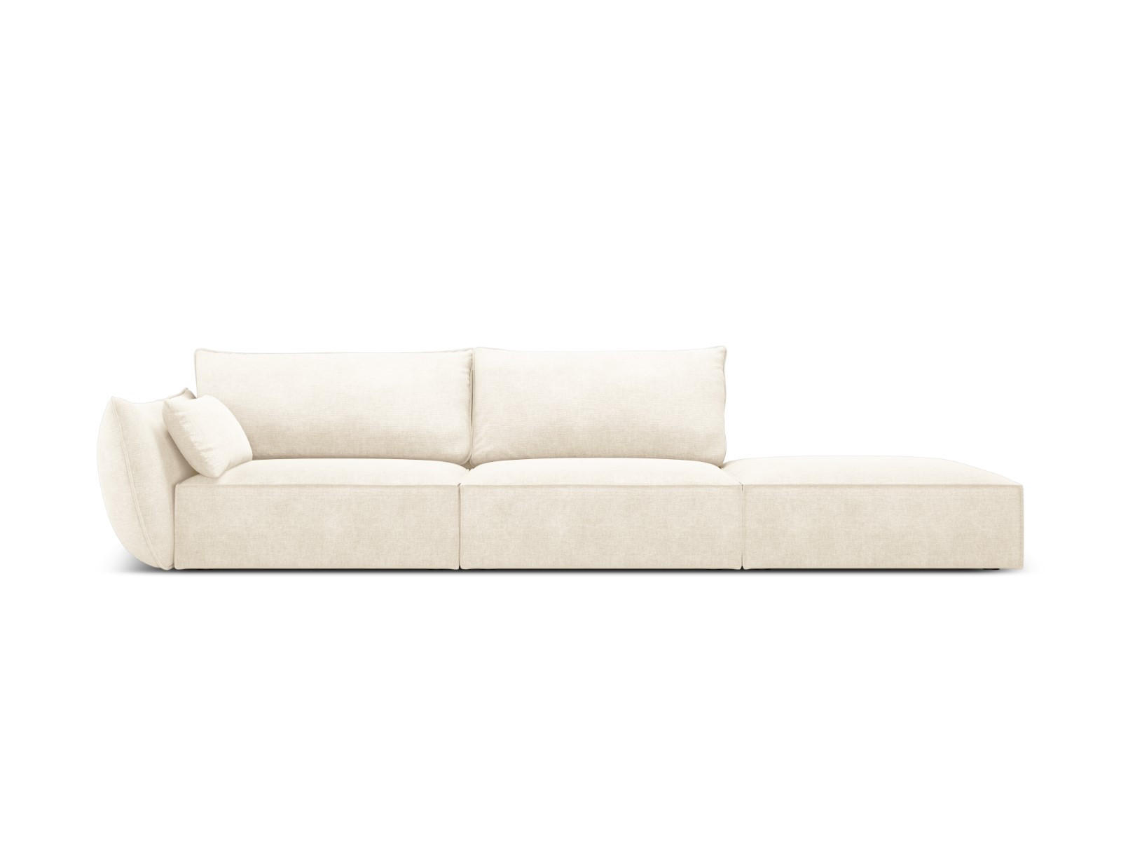 RECHTES-SOFA Kaelle aus Chenille-Stoff leichtes beige 4 Sitzplätze - Creme, Textil (110/85/264cm) - Micadoni