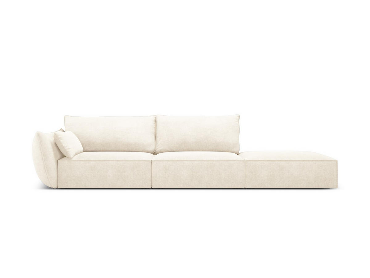 RECHTES-SOFA Kaelle aus Chenille-Stoff leichtes beige 4 Sitzplätze - Creme, Textil (110/85/264cm) - Micadoni