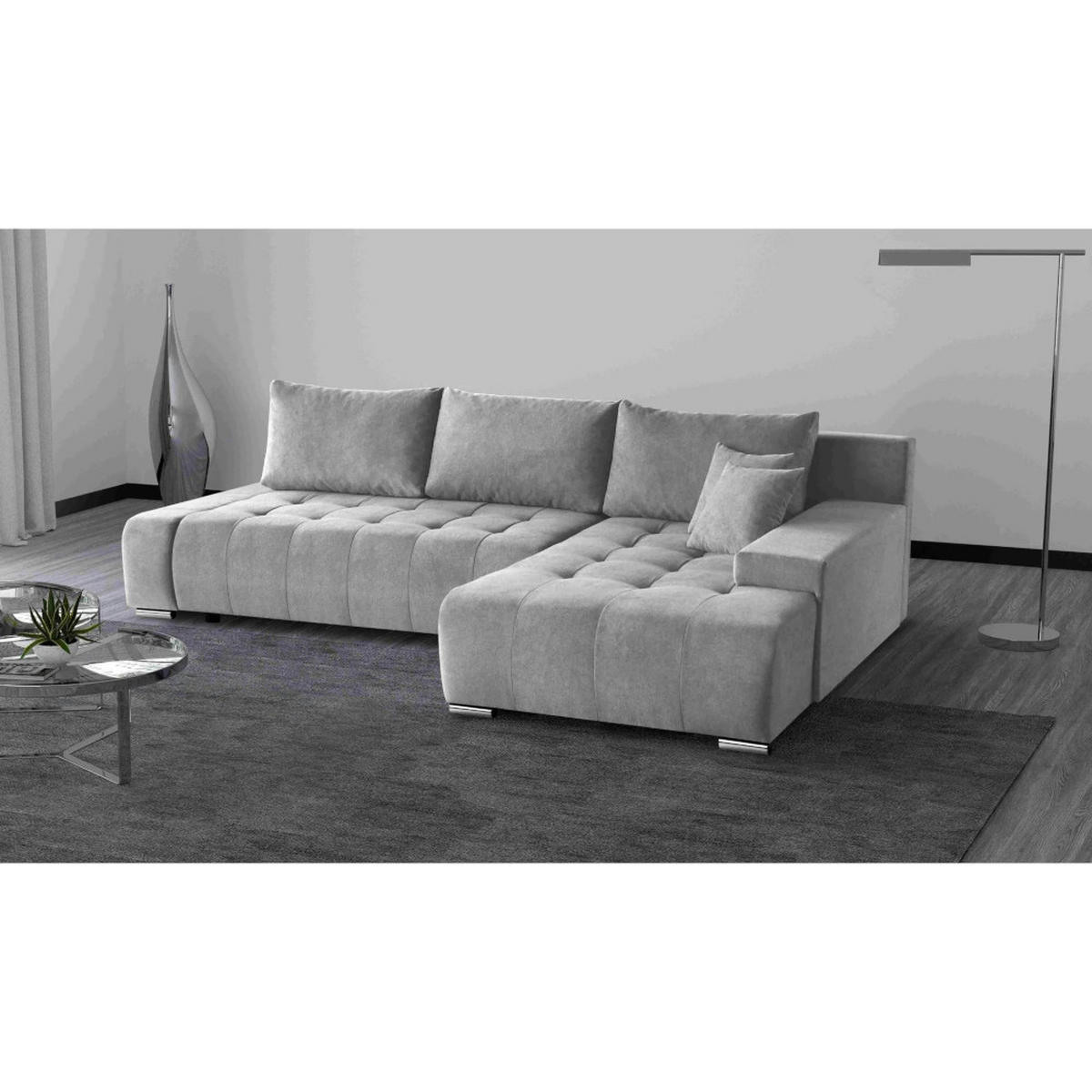 ECKSCHLAFSOFA Draco L Hellgrau - Hellgrau/Schwarz, Kunststoff/Textil (267/186cm) - Beautysofa