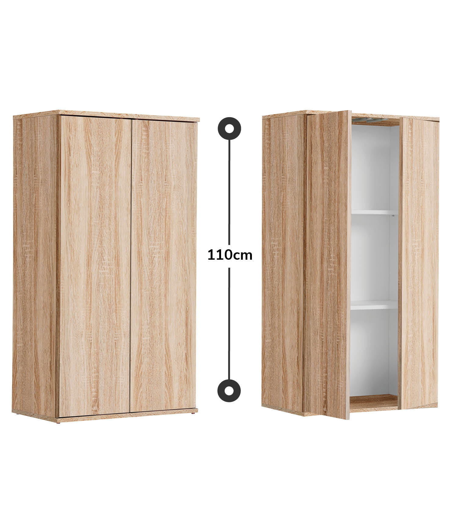 MEHRZWECKSCHRANK Der Schlanke - Sonoma Eiche, Holzwerkstoff (60/110/34cm) - Mokebo