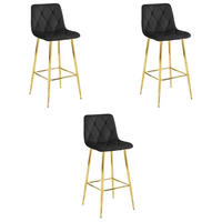 BARHOCKER 3-er Set KODA schwarzer Sitz, Goldbasis - Schwarz, Textil (43.5/104/32.5cm) - Valora