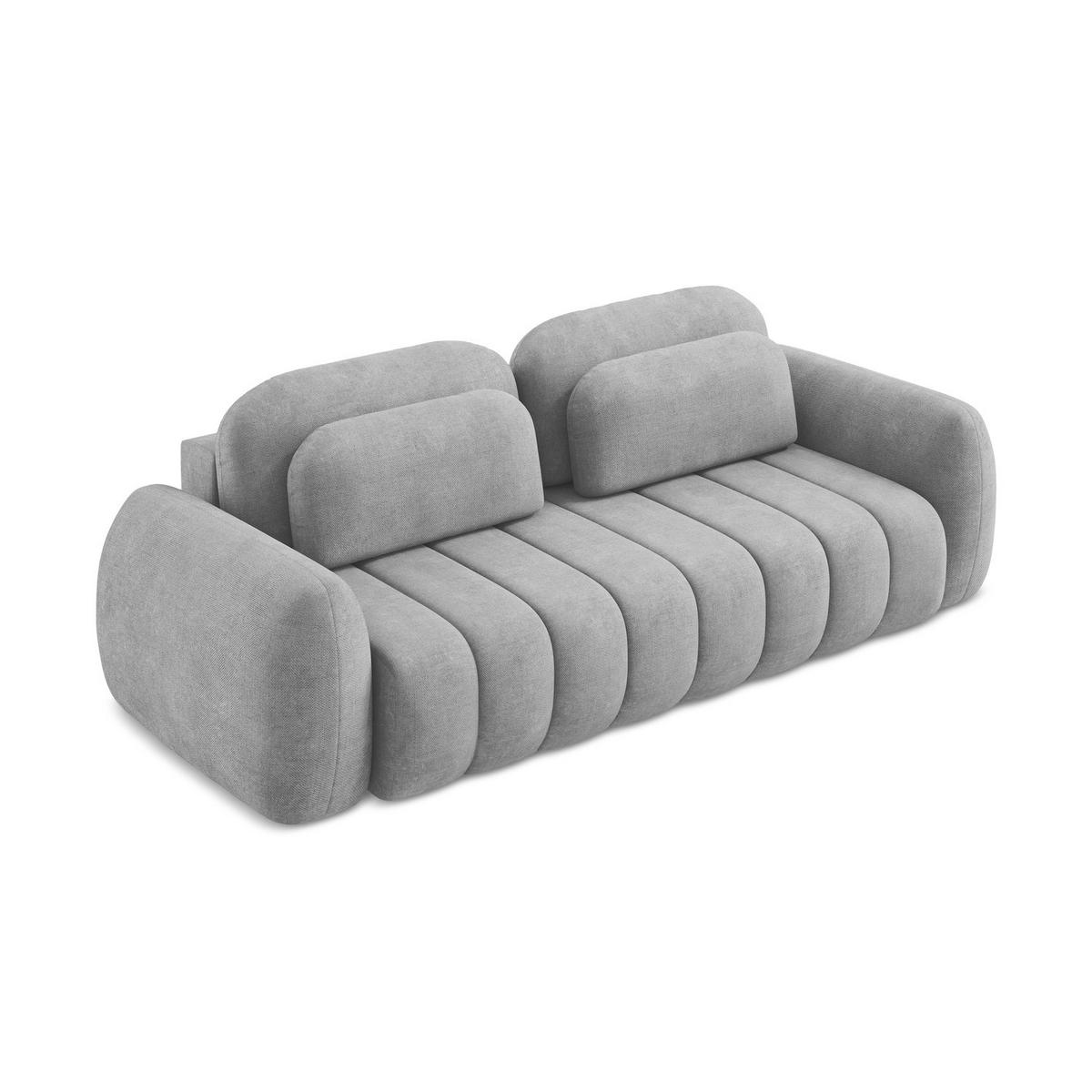 3-SITZER SOFA mit Schlaffunktion Chenille Stoff Grau - Hellgrau/Schwarz, Holzwerkstoff/Kunststoff (266/95/121cm) - LaMiaSofa
