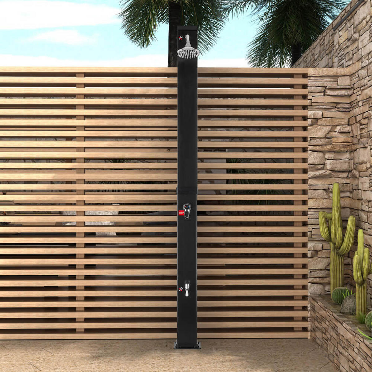 SOLARDUSCHE OLYMP - Schwarz Matt - Schwarz, Kunststoff/Metall (19/19/217cm) - Home Deluxe