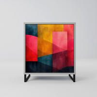 SIDEBOARD COLORFUL SOUNDS, Grau, 57,5x42x67,5 cm, Schwarze Metall-Rahmenfüße - Multicolor/Schwarz, Holzwerkstoff/Metall (57.5/67.5/42cm) - SpaceRebels