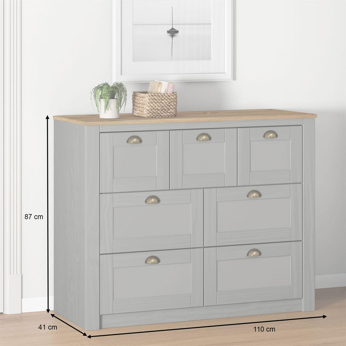 SIDEBOARD BOLTON - Braun/Grau, Holz (110/87/40cm) - IDIMEX