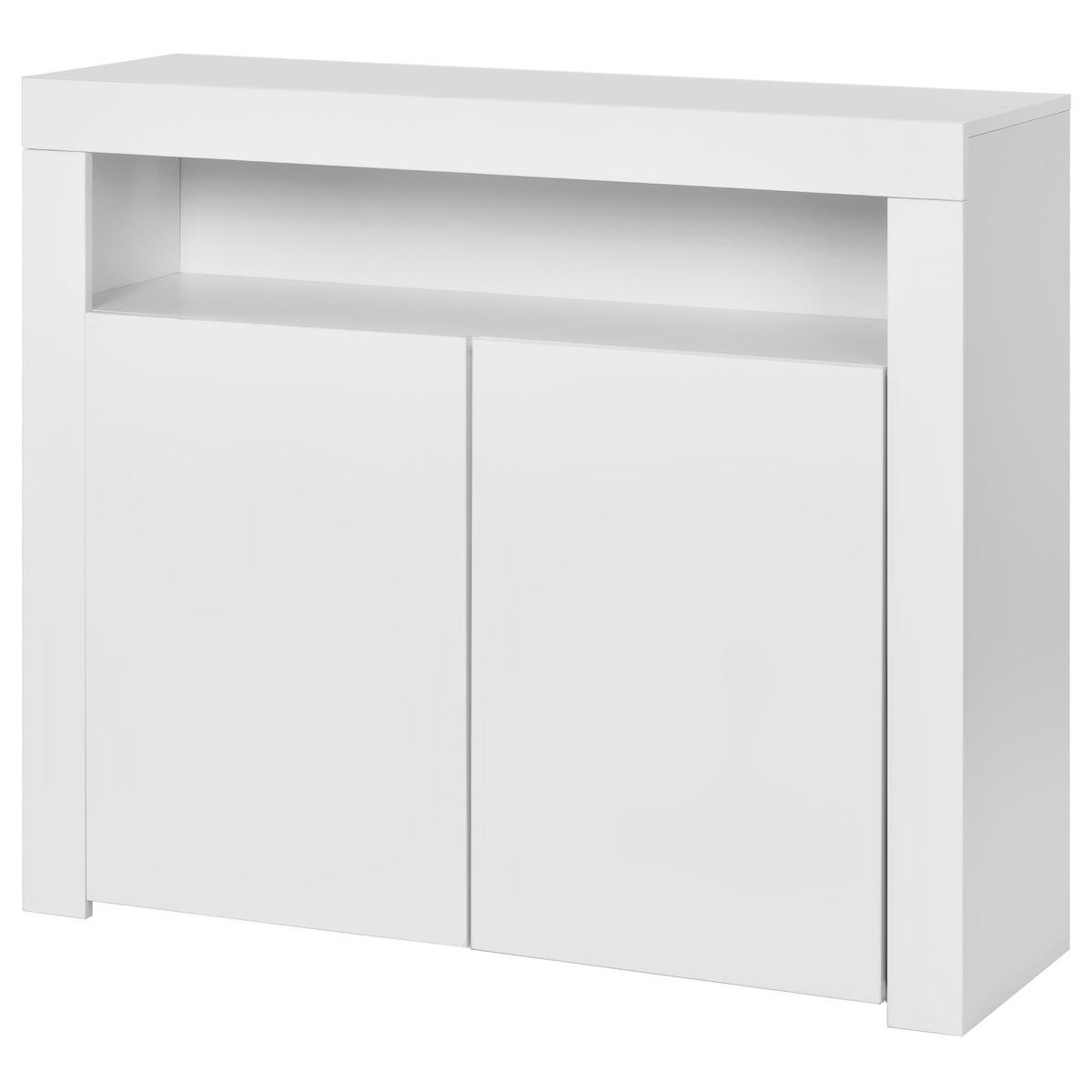 SIDEBOARD 108/40/92 cm in Weiß Hochglanz mit LED-Beleuchtung & 2 Türen - Weiß, Holzwerkstoff (108/92/40cm) - BEAOK