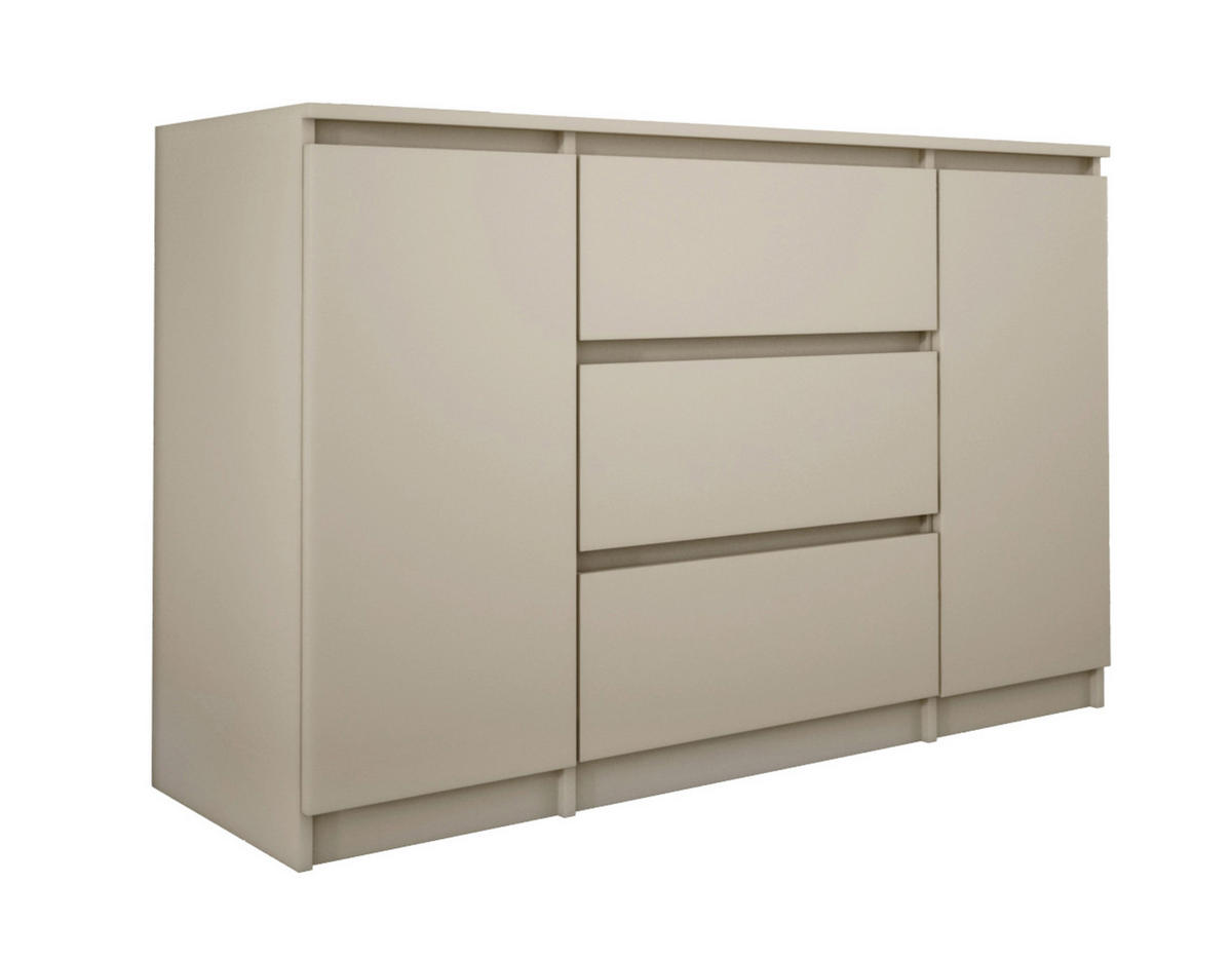 KOMMODE, 2 Türen & 3 Schubladen, Beige, 120 x 39 x 78 cm - Beige, Holzwerkstoff (120/78/39cm) - 3XE LIVING