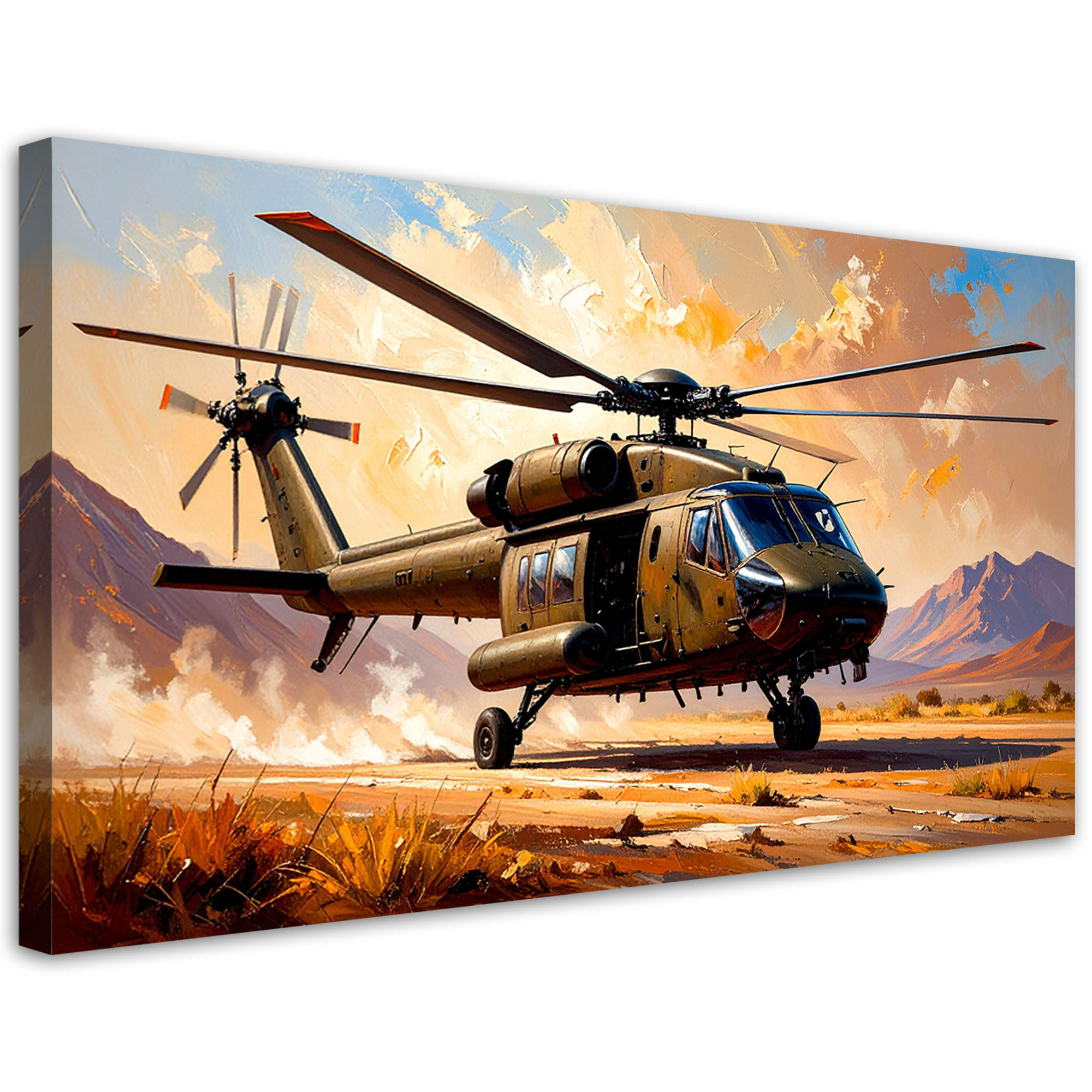 LEINWANDBILD Hubschrauber 100x50cm - Beige, Textil (100/50cm) - Feeby