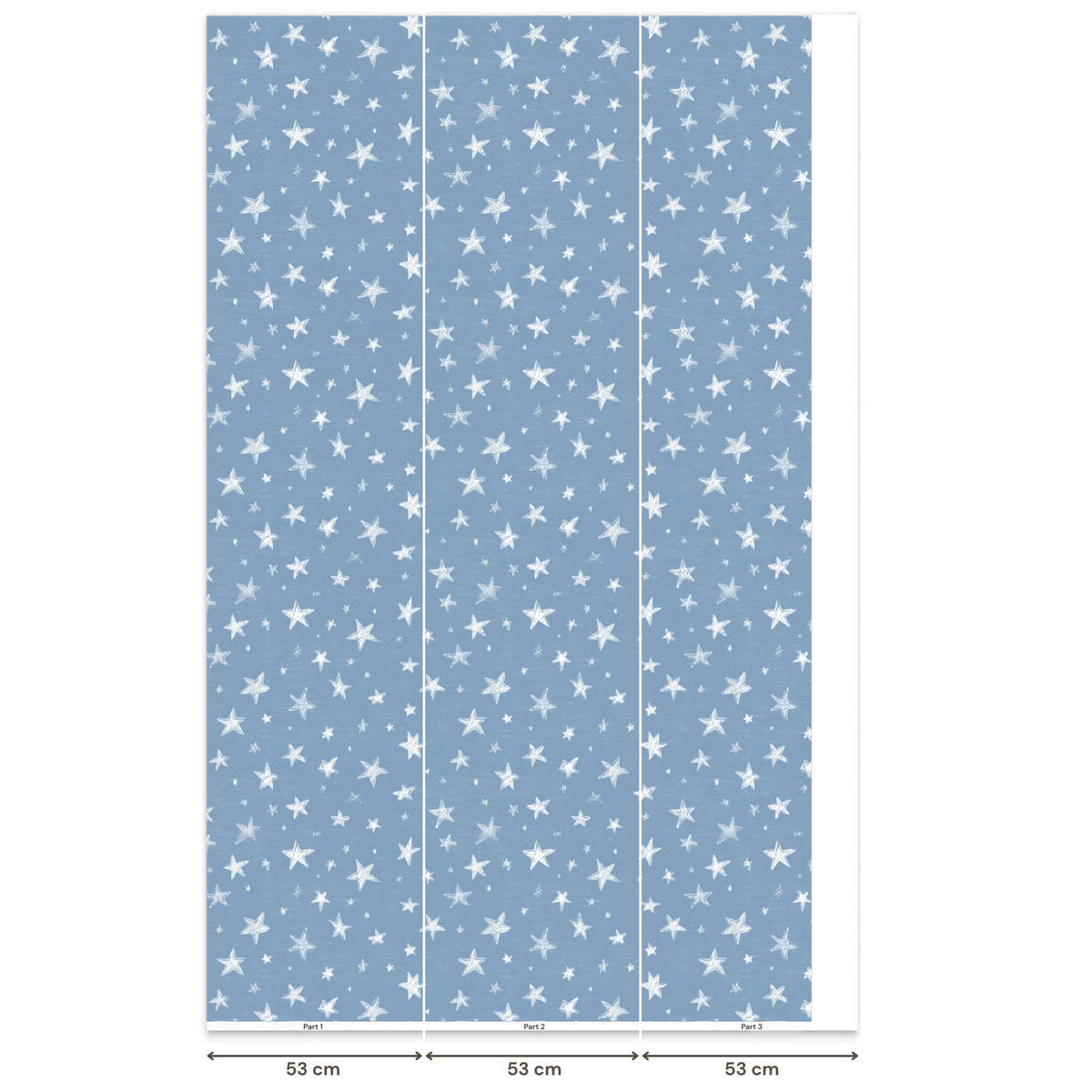 KINDERTAPETE - Sterne - Muster - Blau - 140x240 cm - Hellblau, Papier (140/240cm) - OnlyWow