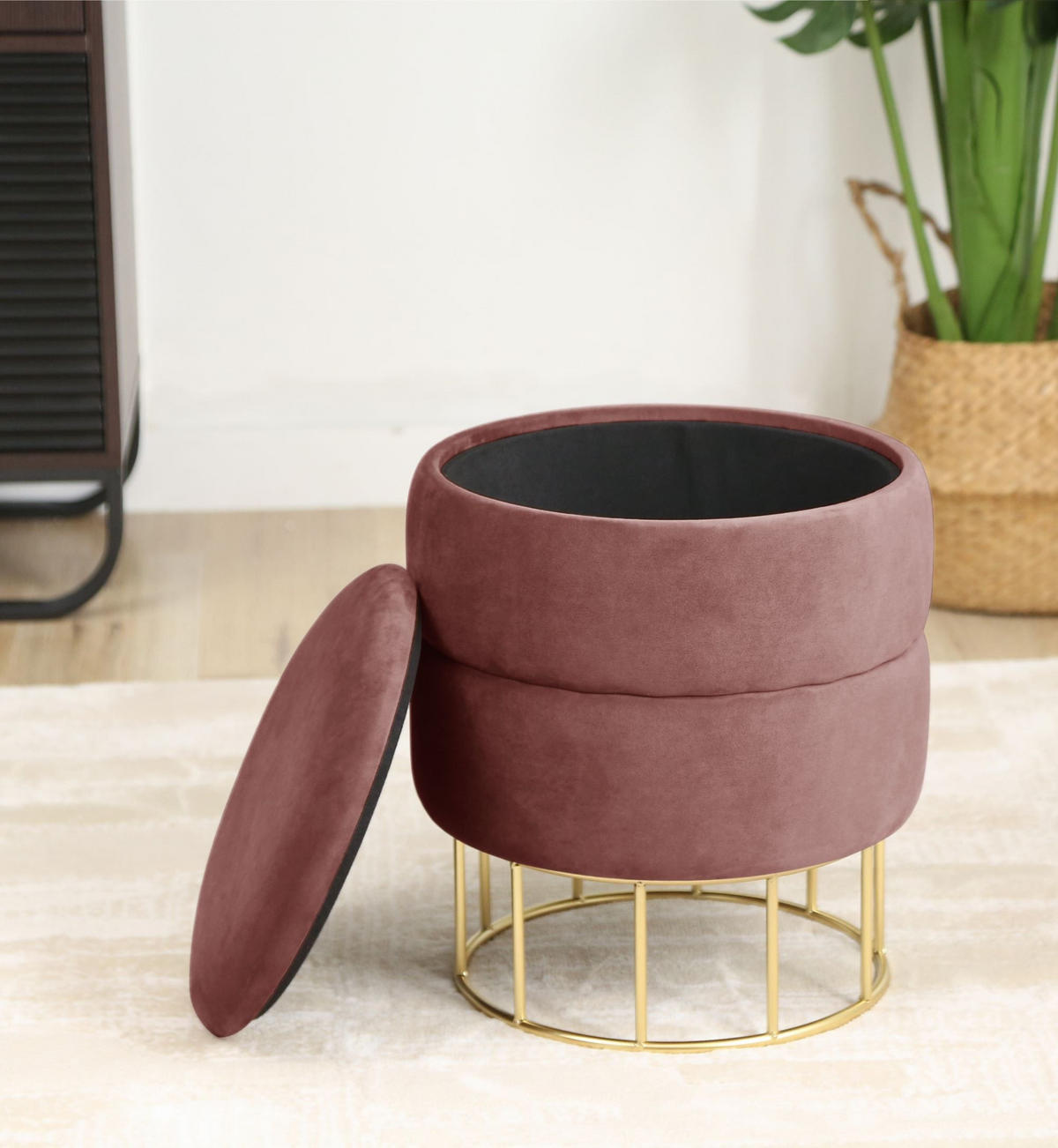 SITZHOCKER ELZA, Rosa, B37 x H42 - Pink, Holz (37/42/37cm) - Milordbikes