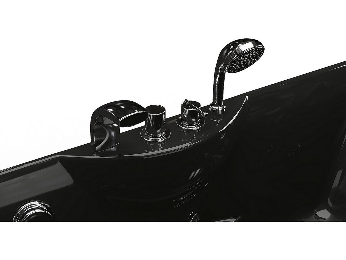 WHIRLPOOLBADEWANNE - 1 Person - Acryl - Schwarz - - Schwarz, Kunststoff (150/54.5/75cm) - Vente-Unique