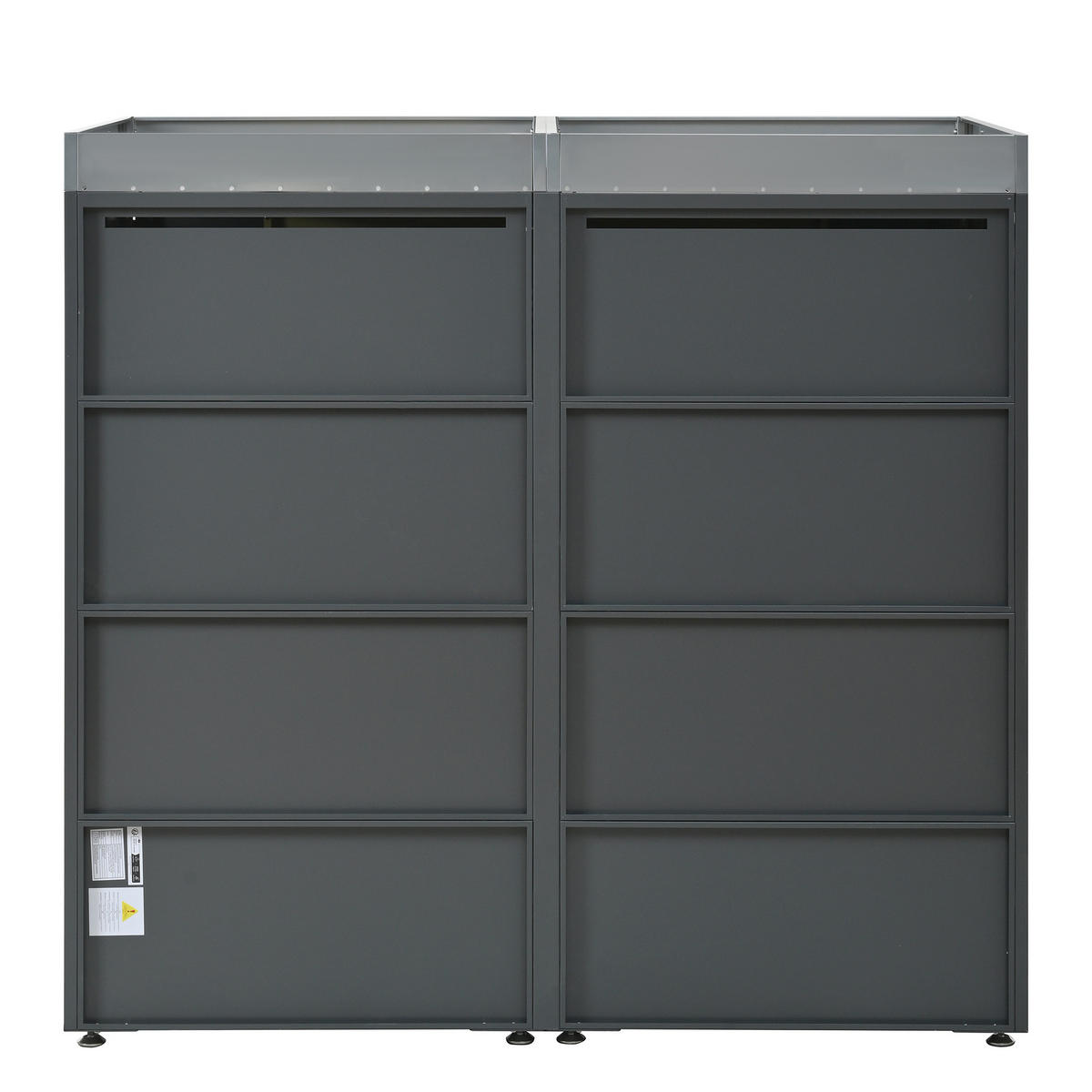 MÜLLTONNENBOX aus Stahl in Grau Holzoptik mit Pflanztrog & Belüftung - Grau, Metall (132/124.5/80cm) - Modfu