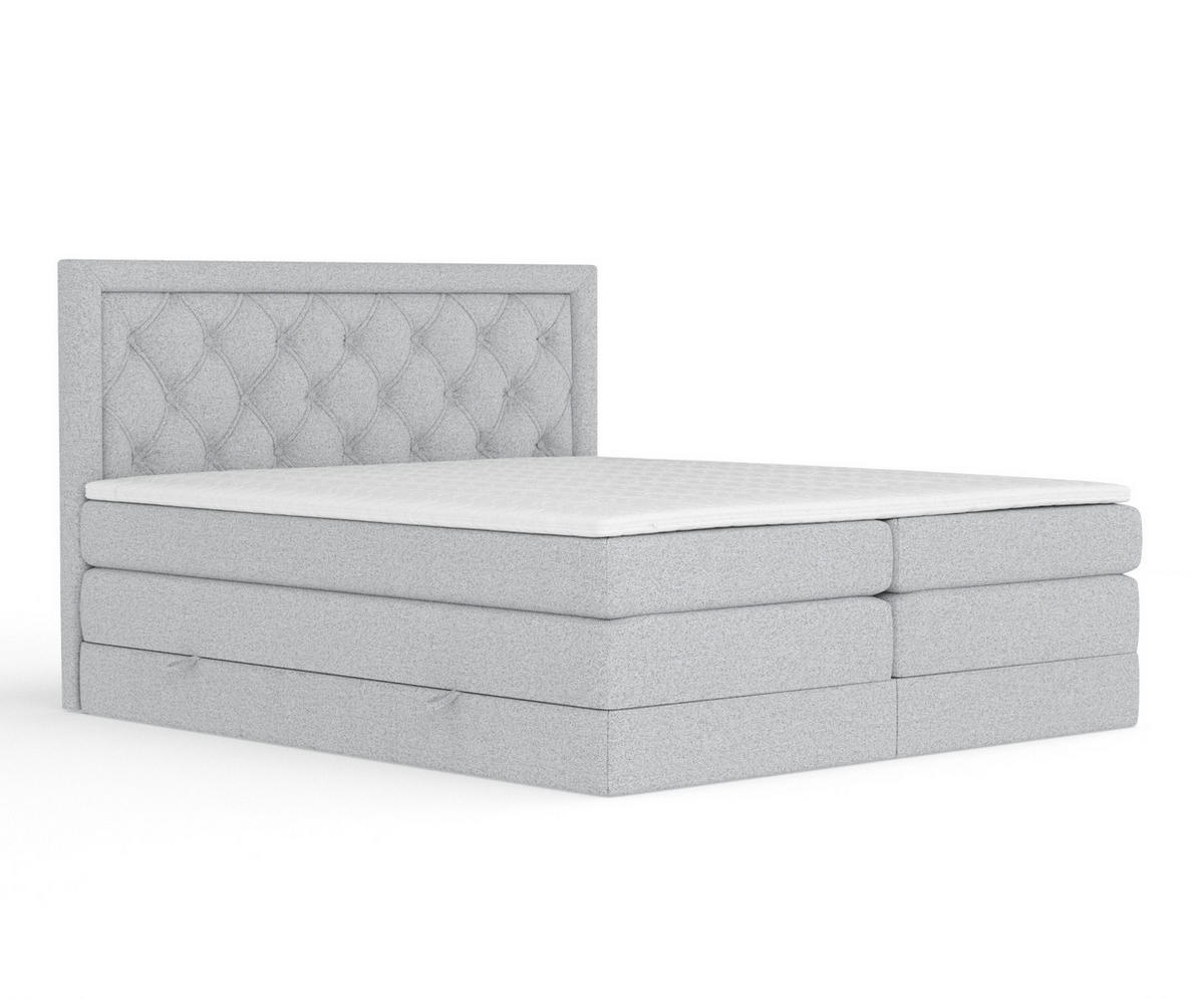 BOXSPRINGBETT Aurelia Hellgrau 160/200 cm - Hellgrau/Schwarz, Holz/Holzwerkstoff (160/200cm) - Maison de Reve