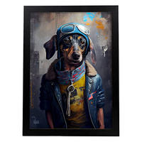 POSTER Pilot Dachshund A4 Schwarzer Rahmen - Schwarz, Papier (29.7/5/21cm) - Nacnic