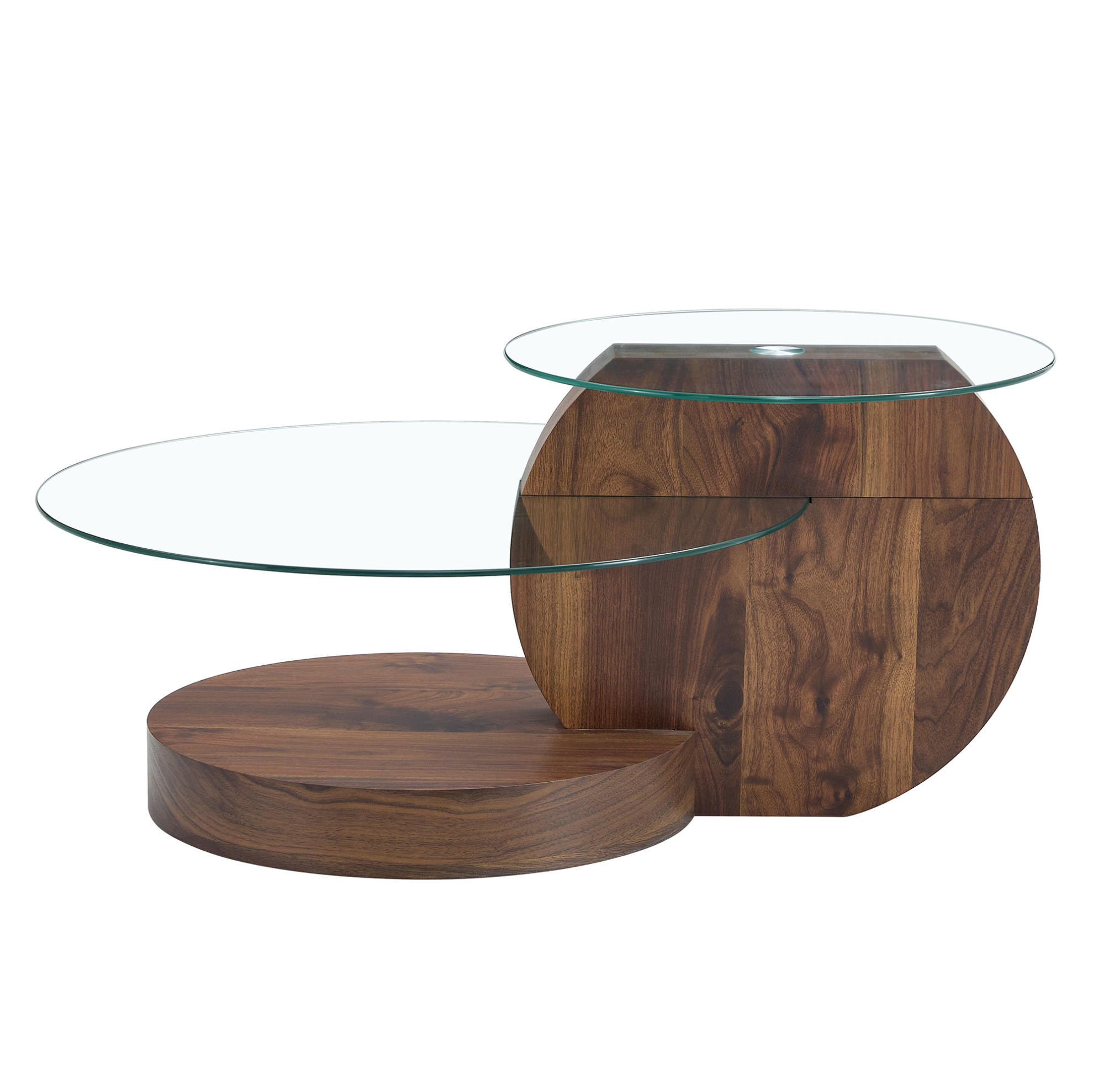 COUCHTISCH mit Glasplatten 50/70 cm aus MDF in Walnussfarben - Walnussfarben, Holzwerkstoff (90/70/44cm) - Flora Grace