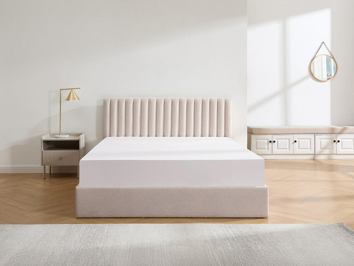 BETT mit Bettkasten - 2 Personen - stoff - beige Saraneli - Beige, Textil (140/190cm) - Vente-Unique