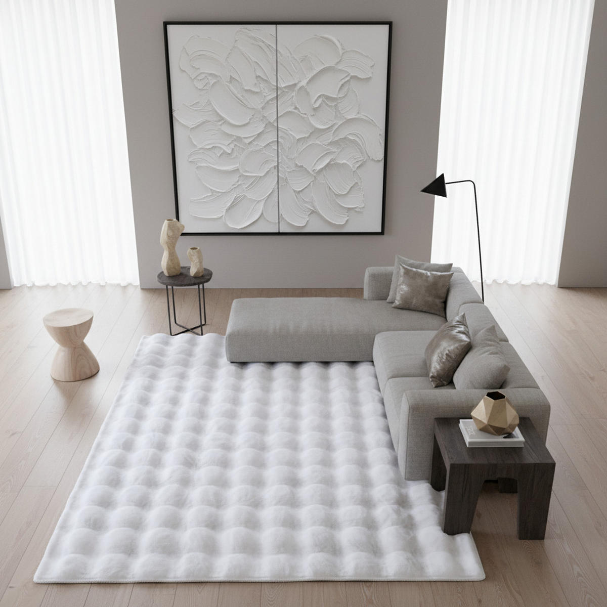 HOCHFLORTEPPICH Waschbar NAUDERS, einfarbig, Weiß, 140 x 200 cm - Weiß, Textil (140/200cm) - KADIMA DESIGN