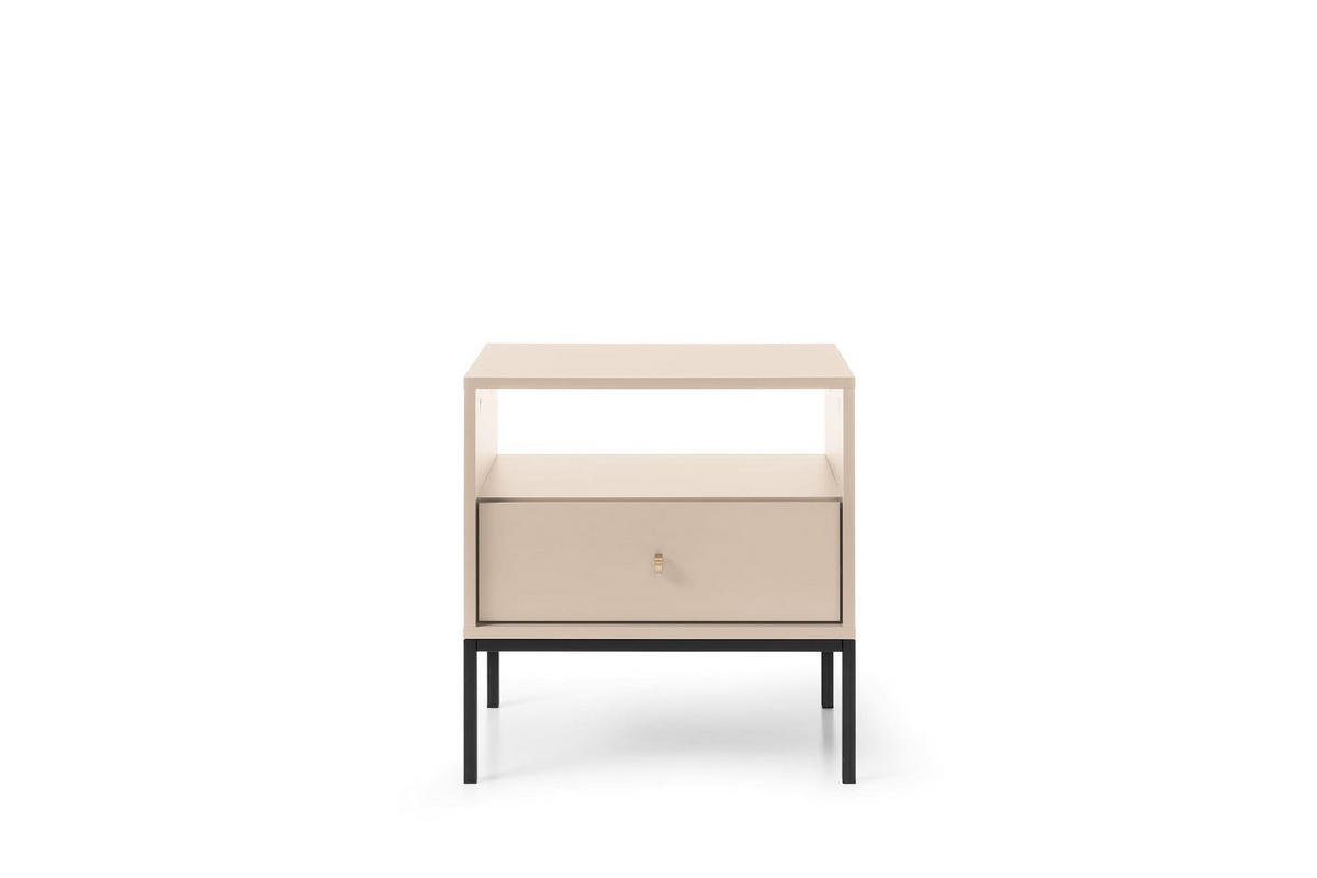 NACHTISCH - Bettisch Melody MS54 Beige + Schwarz - Beige/Schwarz, Holzwerkstoff (54/56/39cm) - Möblo