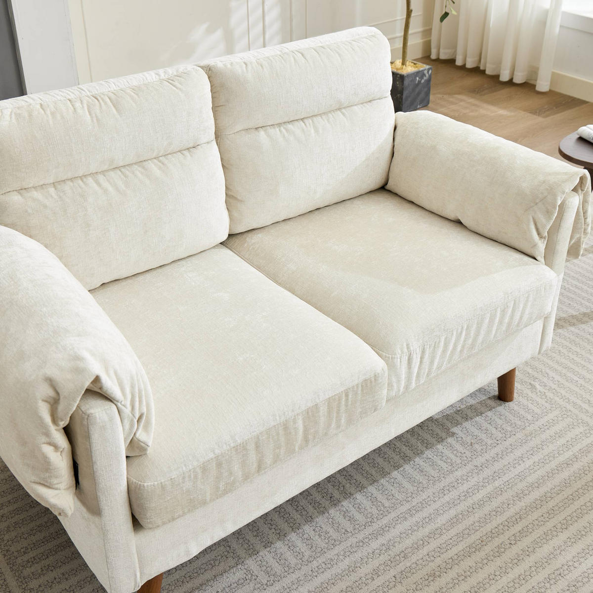 2-SITZER SOFA Chenille Beige - Beige, Holzwerkstoff/Textil (70/85/124cm) - WISHDOR