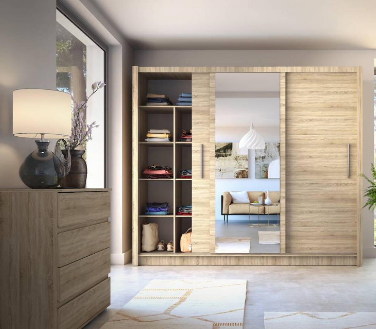 SCHIEBETÜRENSCHRANK BAKU 13 - 247.8/215/61.6 cm 2-Türig Sonoma Oak - Sonoma Eiche, Holz/Holzwerkstoff (274.8/215/61.6cm)