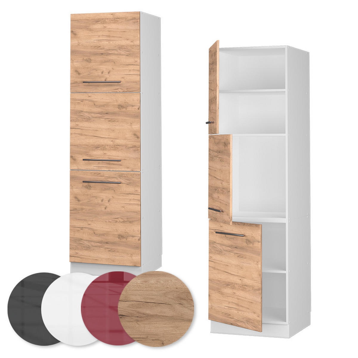 HERDUMBAUSCHRANK Fame-Line Goldkraft Eiche 60 cm - Honigeiche/Eiche Wotan, Holzwerkstoff (60/206.8/58cm) - Vicco